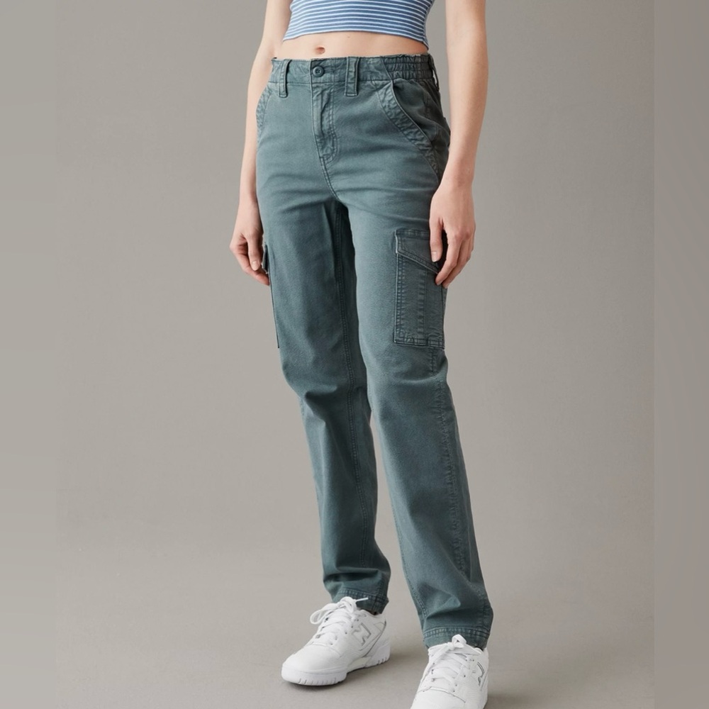 American Eagle Stretch Cargo Straight Pant - Size 0 Regular - Teal